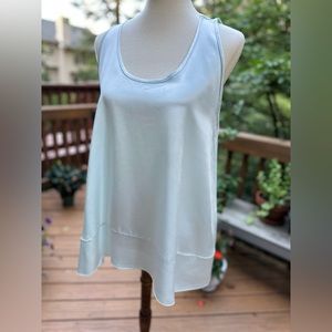 PJ Harlow Natalie Satin Tank With Ruffle Oxygen Light Blue Medium NWT